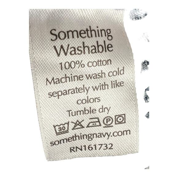 Something Navy Off-Shoulder Puff Sleeve Smocked Chambray Top Blue Women's S Chic - Picture 7 of 7